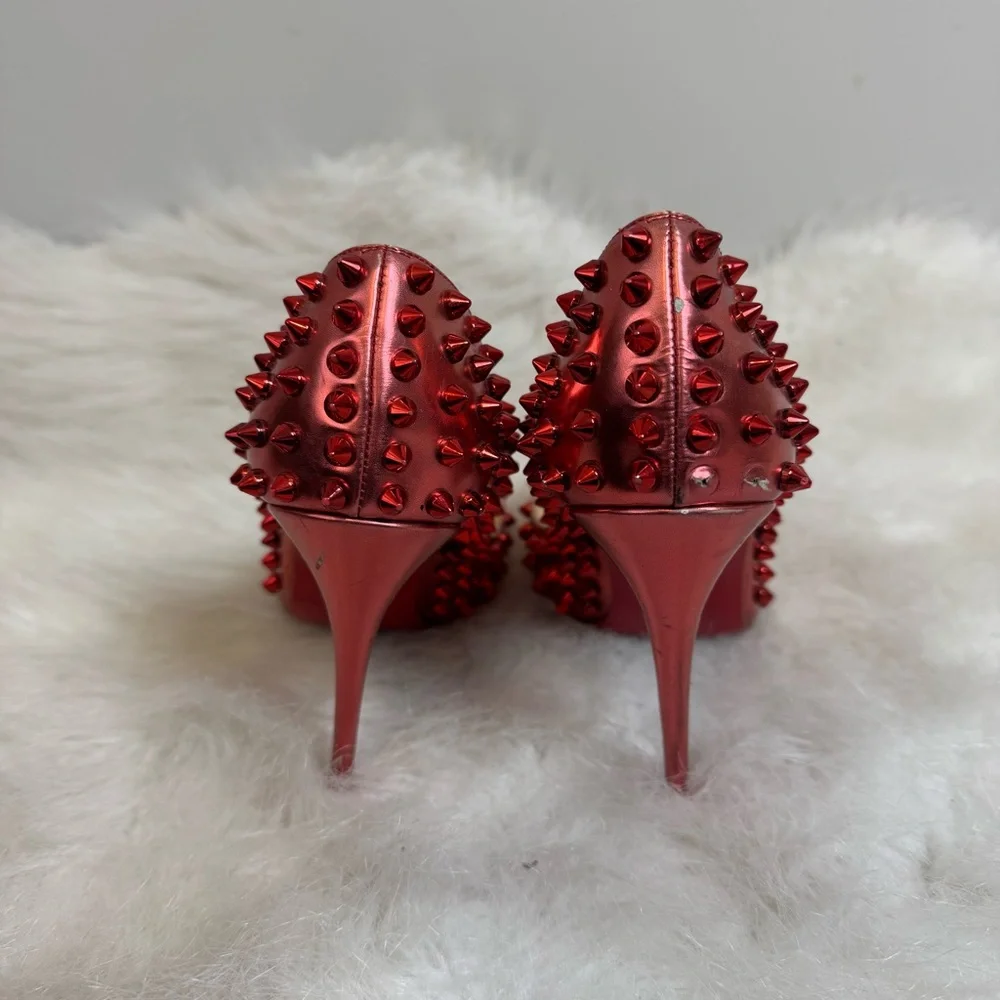Christian Louboutin Pigalle Metallic Spike Pumps 37.5